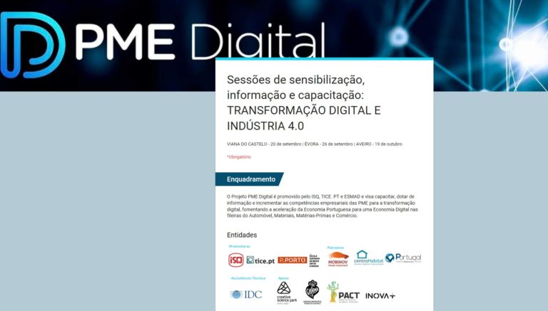 Sessões de sensibilização, informação e capacitação: TRANSFORMAÇÃO DIGITAL E INDÚSTRIA 4.0