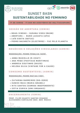 ISQ | Amanhã decorre no ISQ o sunset “Sustentabilidade no Feminino”, promovido pela BUSINESS as NATURE….